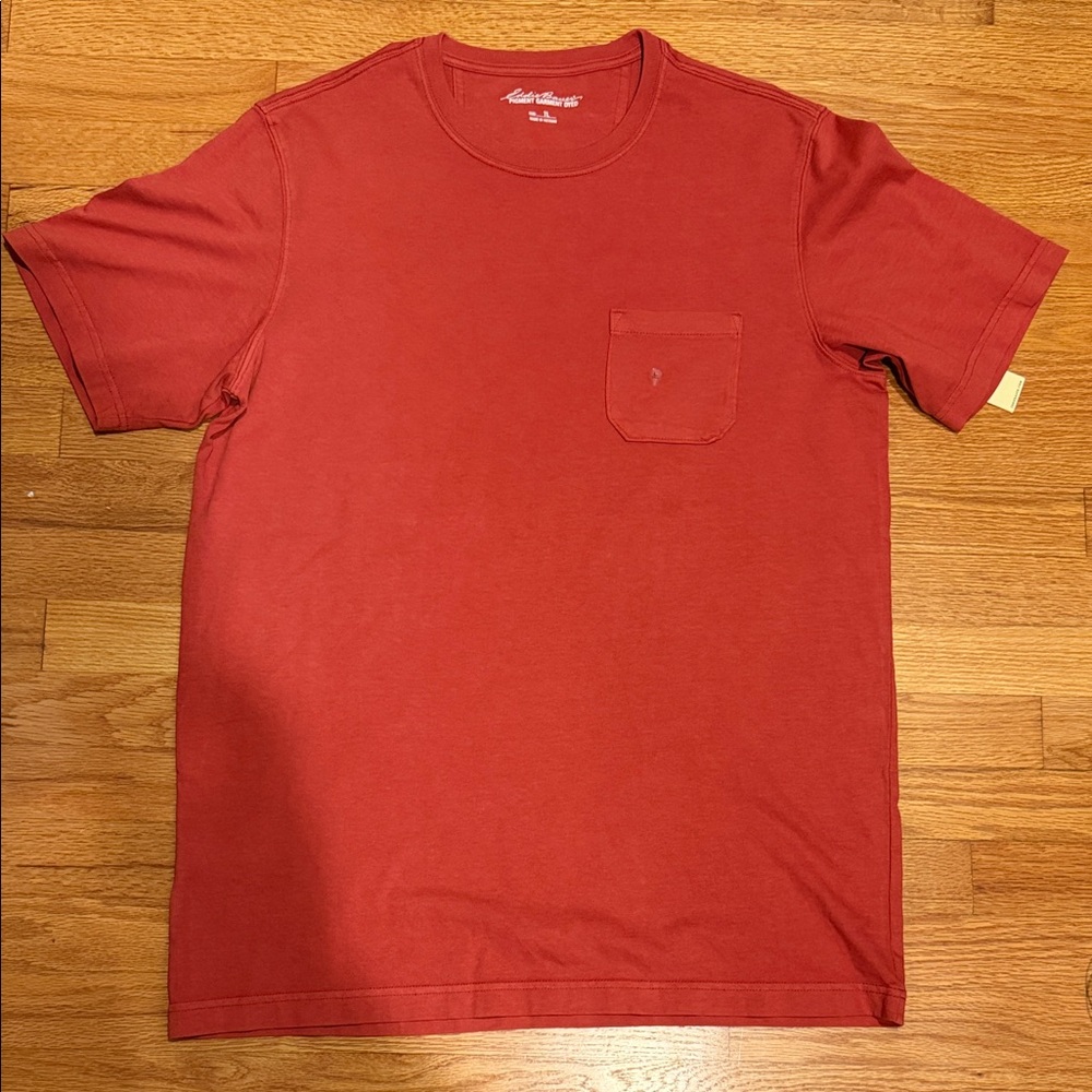NWT Eddie Bauer Men's Brick Red Short Sleeve Tee Specially Dyed